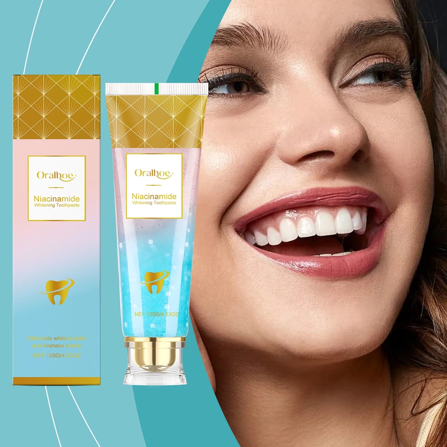 Niacinamide Teeth Brighten Toothpaste Plaque Stain Removal Repair Caries Reduce Bad Breath Lasting Fresh Tooth Whitening Powder